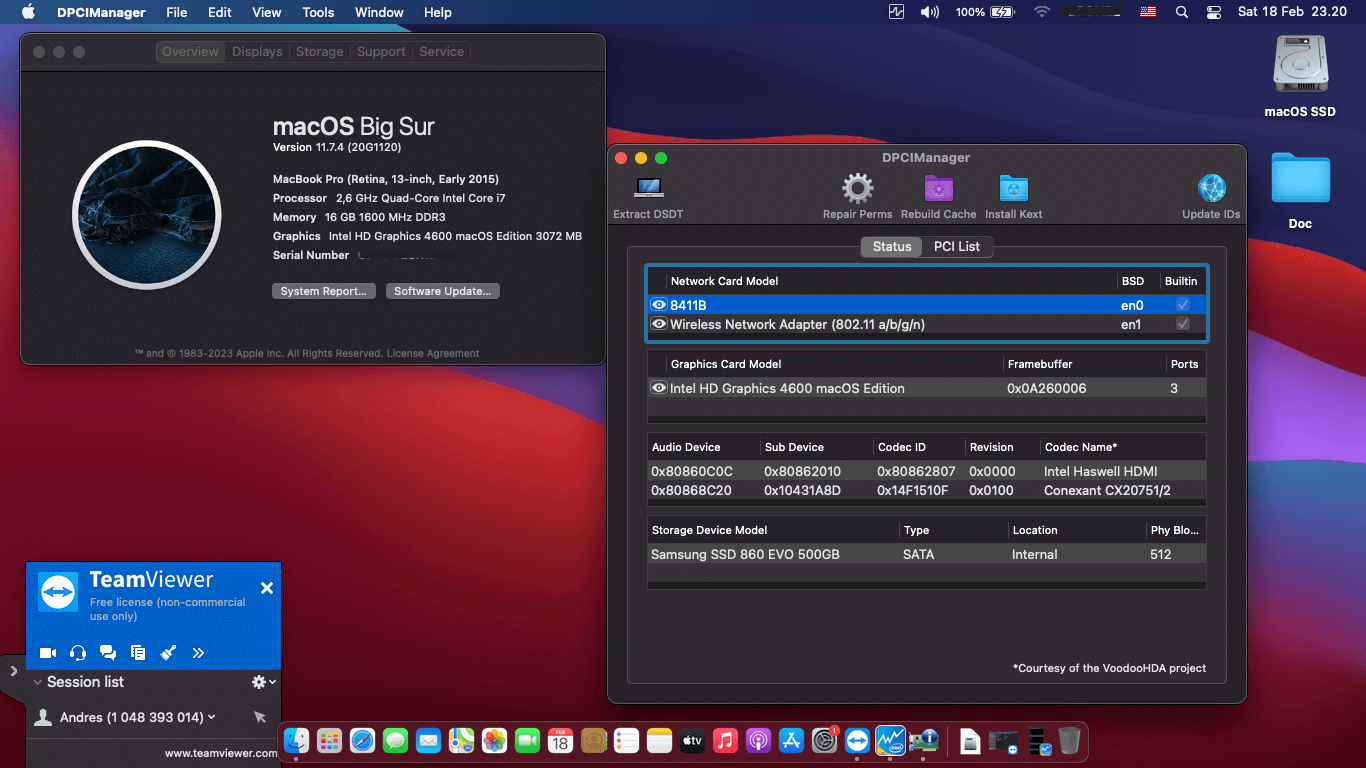 Success Hackintosh macOS Big Sur 11.7.4 Build 20G1120 in Asus ROG GL552JX-X0139D